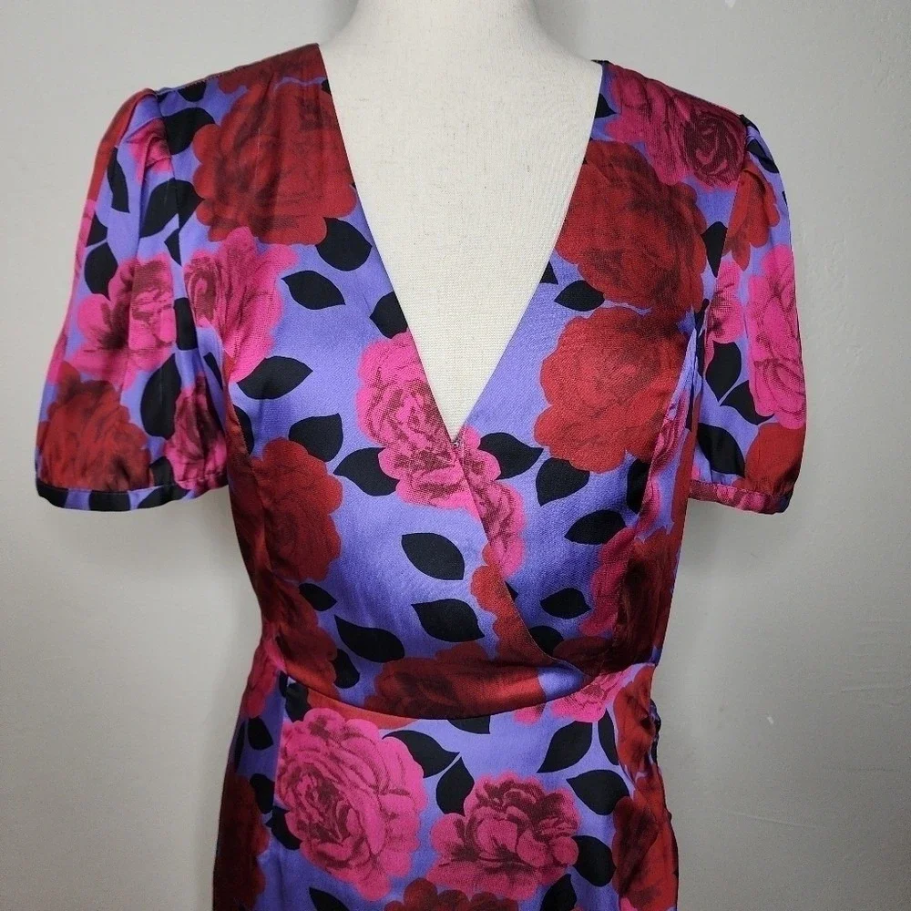 NWT PAIGE Manuela Floral Midi Faux Wrap Dress Size Small - Picture 4 of 15